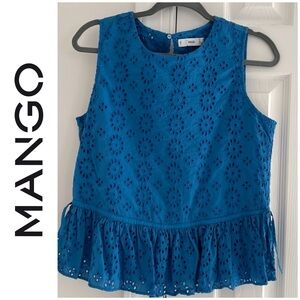 Mango Eyelet Peplum Top